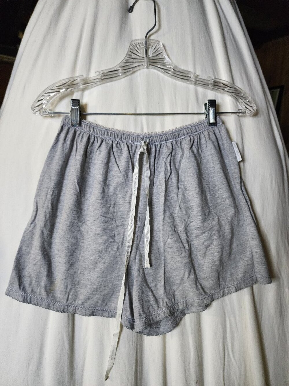 Liz Claiborne Gray 90% Cotton Soft Shorts with Lacy Accents